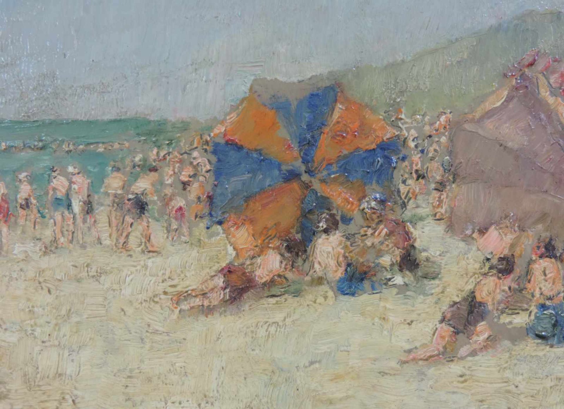 Johannes MARX (1866 - 1937). Sonniger Tag am Strand. 26 cm x 38 cm. Gemälde. Öl auf Holz. Rechts - Image 3 of 5