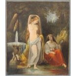 UNDEUTLICH SIGNIERT (XIX). Venus im Bade. 55 cm x 46 cm. Gemälde. Öl auf Leinwand. Passend zur