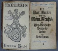 2 Bücher in einem gebunden. III. Geistl. Fürsten des heil Röm. Reichs Aus Erz - Bischöffe,