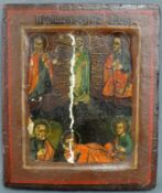 Ikone, Maria Himmelfahrt, wohl Russland. 12 cm x 10 cm. Gemälde. Gouache / Öl ? Auf Holz. Icon,