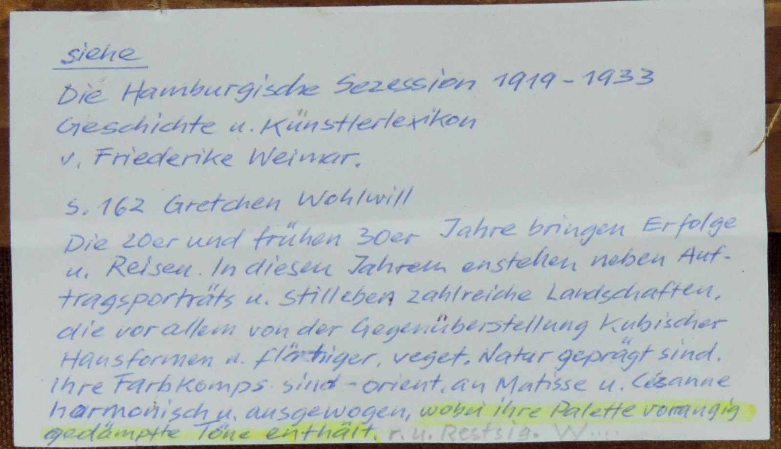 Gretchen WOHLWILL (1878 - 1962). Häuser am Wasser. 39 cm x 52,5 cm. Gemälde. Öl auf Leinwand. - Image 6 of 8