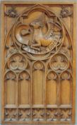 Schnitzpaneel Eiche mit dem Sinnbild des Lucas. 72 cm x 44 cm. Carving panel oak with the symbol