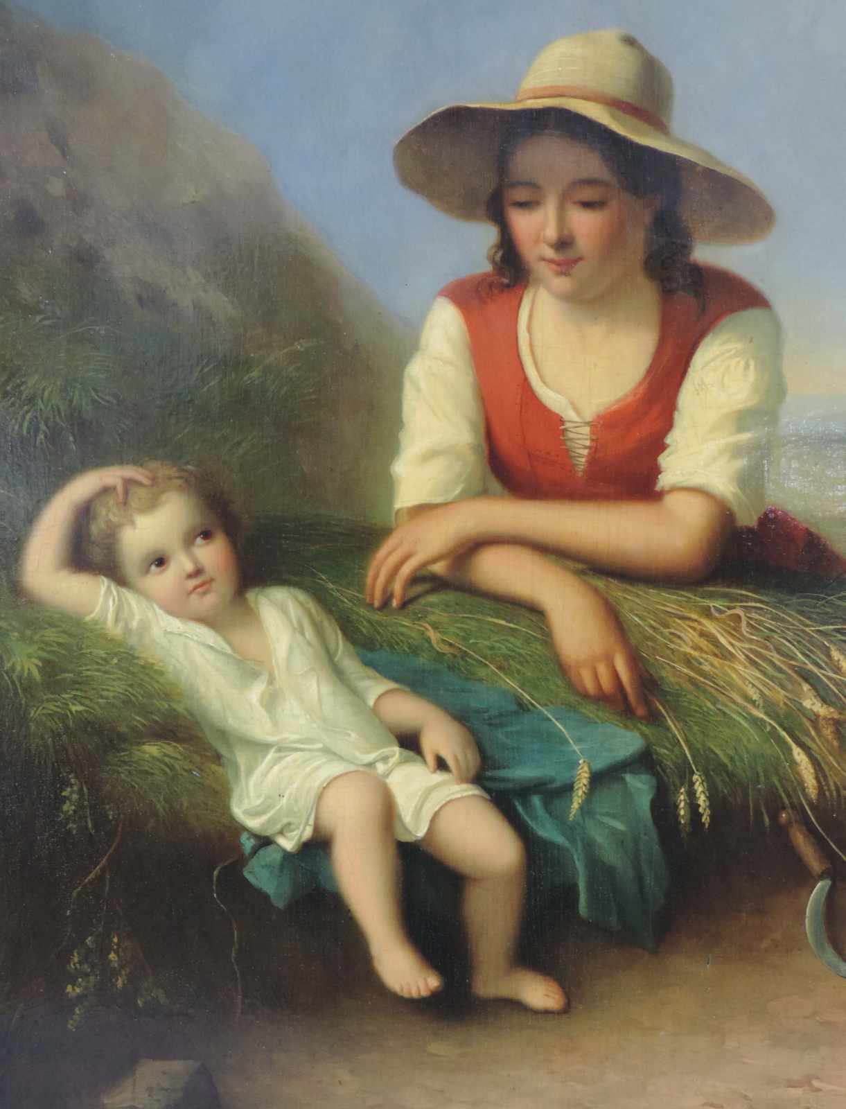 Leendert I DE KONINGH (1777 - 1849). Bauernmädchen mit Kind im Heu. 62 cm x 50 cm. Gemälde. Öl auf - Image 8 of 12