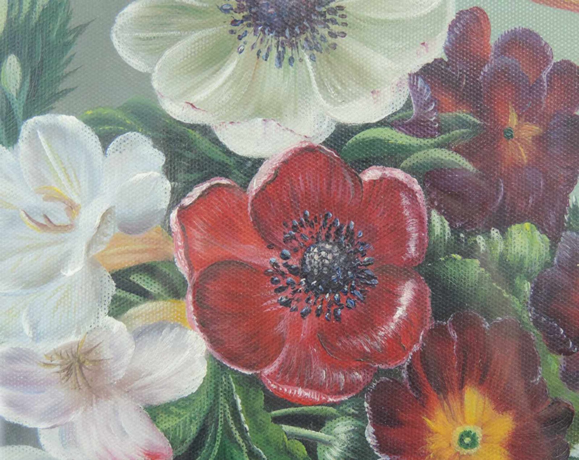 Albert WILLIAMS (1922 -). Blumen in einer Glasvase. 55 cm x 44 cm. Gemälde. Öl auf Leinwand wohl - Image 4 of 5