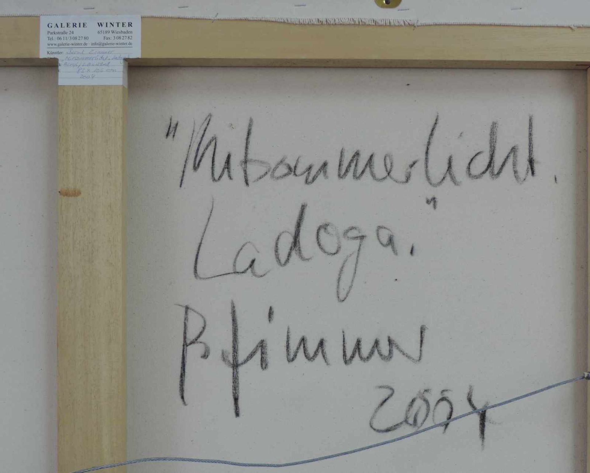 Bernd ZIMMER (1948 -). ''Mitsommerlicht. Ladoga''. 2004. 83 cm x 106 cm. Gemälde. Acryl auf - Image 8 of 9