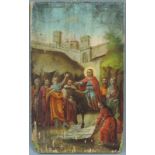 Ikone. Jesus Einzug in Jerusalem. Wohl Russland 18. / 19. Jahrhundert. 41 cm x 25 cm. Gemälde.