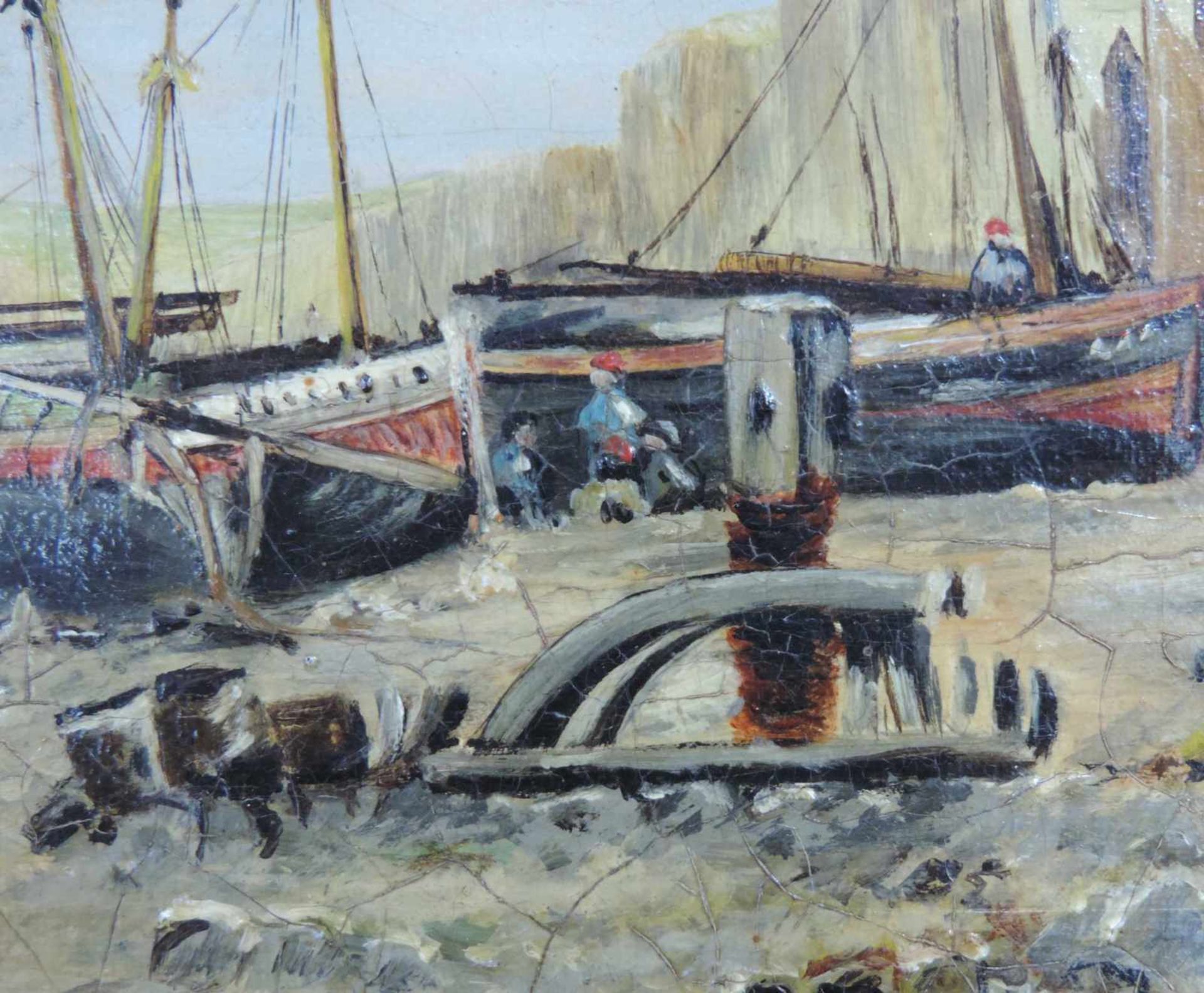 H. RAWE (XIX). "Ships on the Kentish Coast". 18 cm x 36 cm. Gemälde. Öl auf Leinwand. Links unten - Image 3 of 5