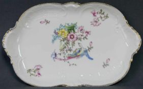 Porzellanschale. Rosenthal, florales Dekor mit Vogel. Länge 33 cm, Höhe 21 cm. Porcelain dish.