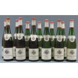 1953 (5x) und 1959 (7x) Trabacher Schloßberg, feinste Auslese. 12 ganze Flaschen Weißwein, 0,7