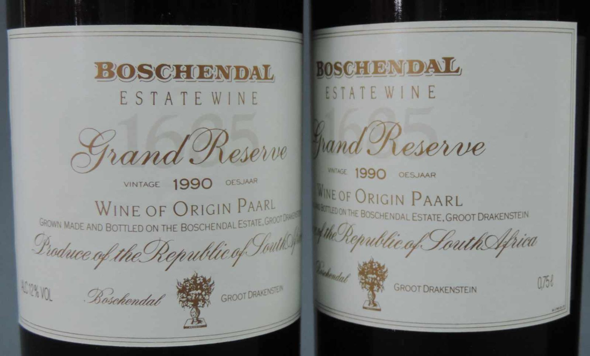 5 Flaschen Boschendal Grand Reserve, 1 Magnum Flasche Chinon. 1990 Boschendal Grand Reserve, - Image 2 of 8
