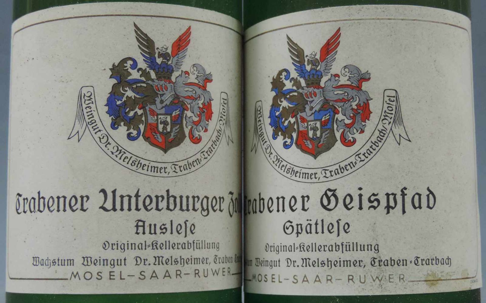 14 ganze Flaschen Mosel - Saar - Ruwer, Weißwein. 1953 Geierslayer Ohligsberg feine Auslese von - Image 3 of 7