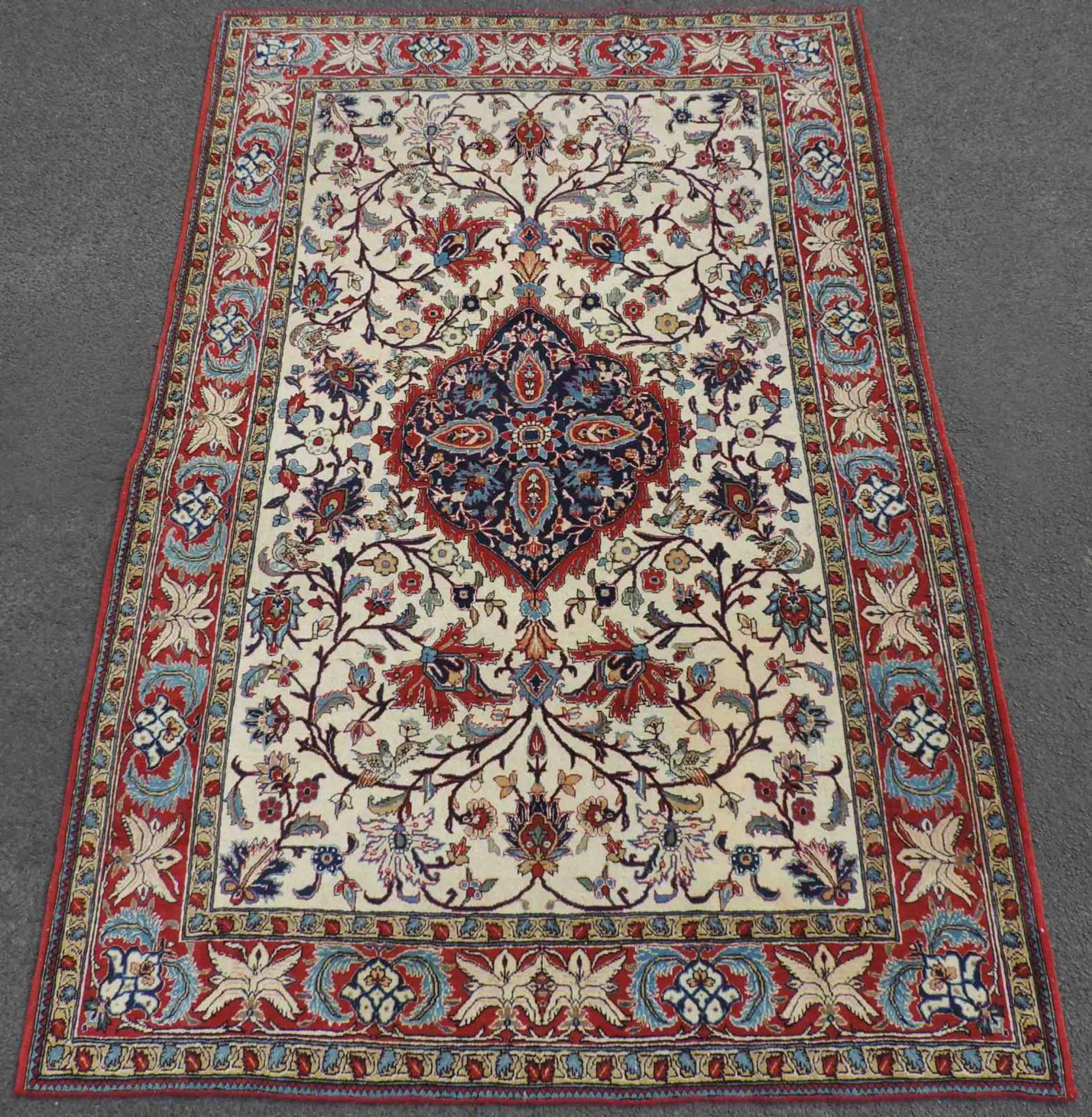 Ghom Korkwolle. Manufakturteppich. Iran. Sehr fein. Iran. 202 cm x 144 cm. Handgeknüpft. Korkwolle