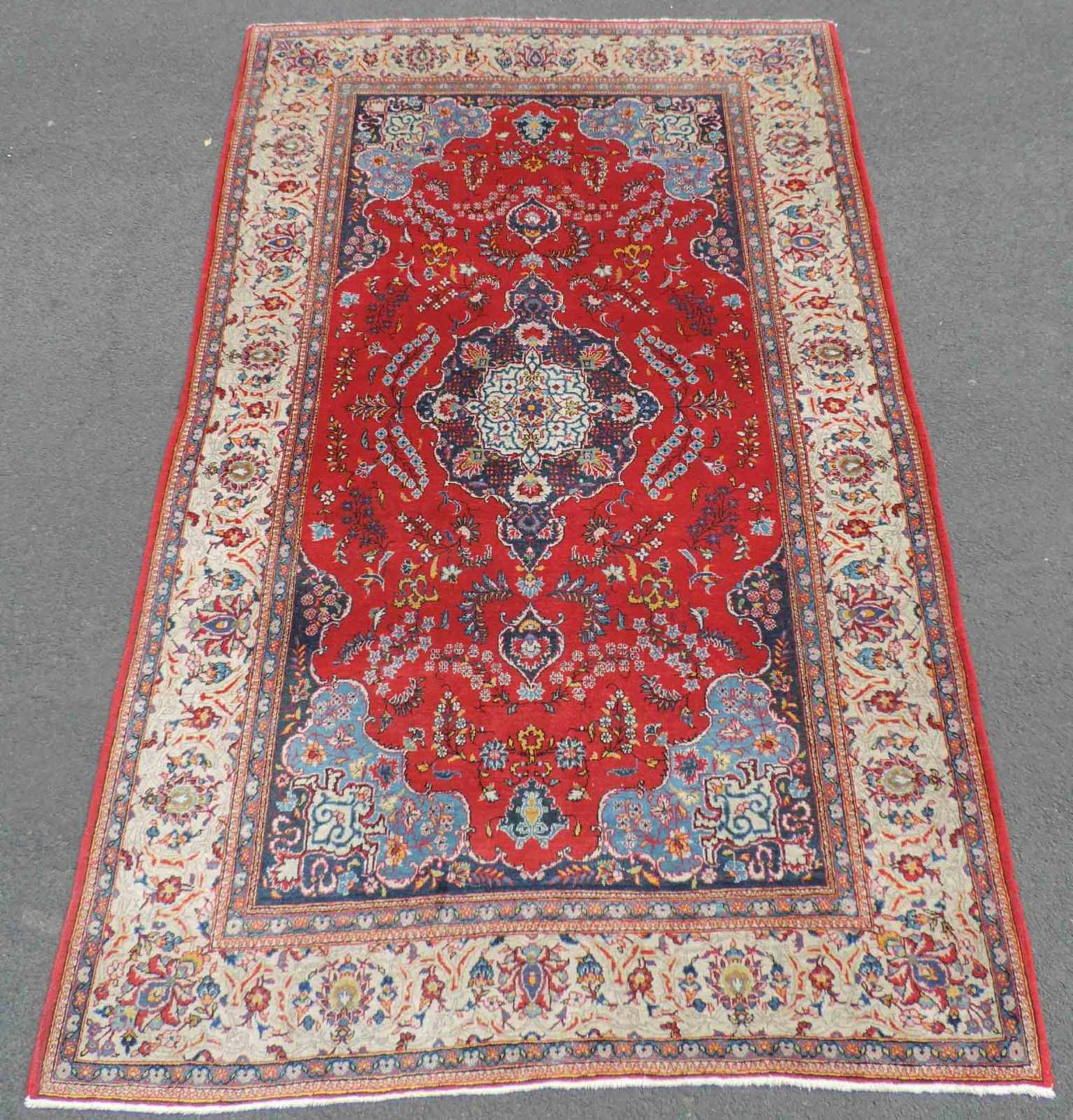 Keschan Manfakturteppich. Fein. Korkwolle. Iran. 222 cm x 142 cm. Handgeknüpft. Korkwolle auf