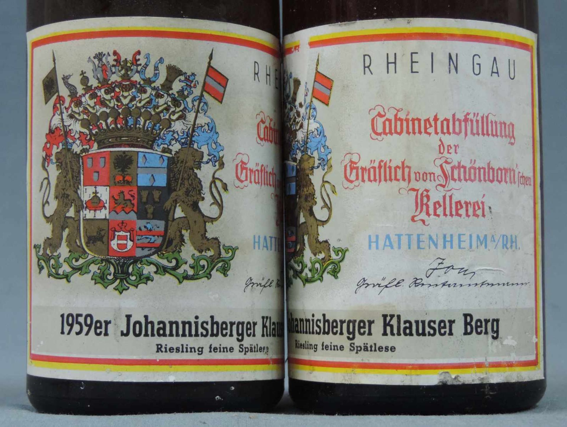 6 Rheingau und 2 Rheinhessen und 2 Württemberg. Ganze Flaschen. 1947 Schloss Vollrads Kabinett - Bild 10 aus 15