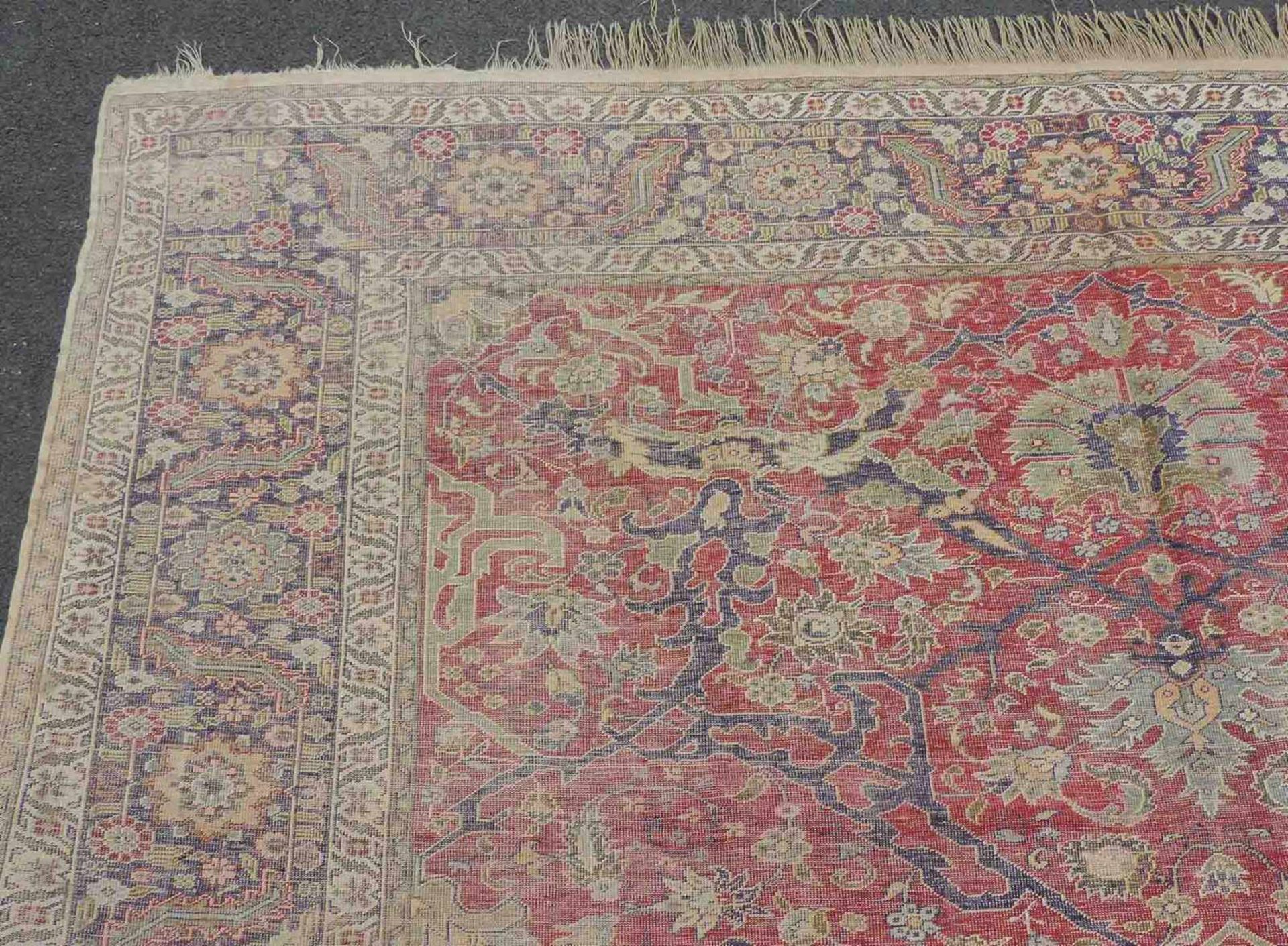 Kayseri Seide, Antik um 1900. 295 cm x 192 cm. Seide auf Baumwolle. U.A. dünn im Flor. Kayseri silk, - Image 6 of 9