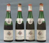 1959 Trabacher Schloßberg, feinste Auslese. 4 ganze Flaschen Weißwein, 0,7 Liter, Mosel - Saar -