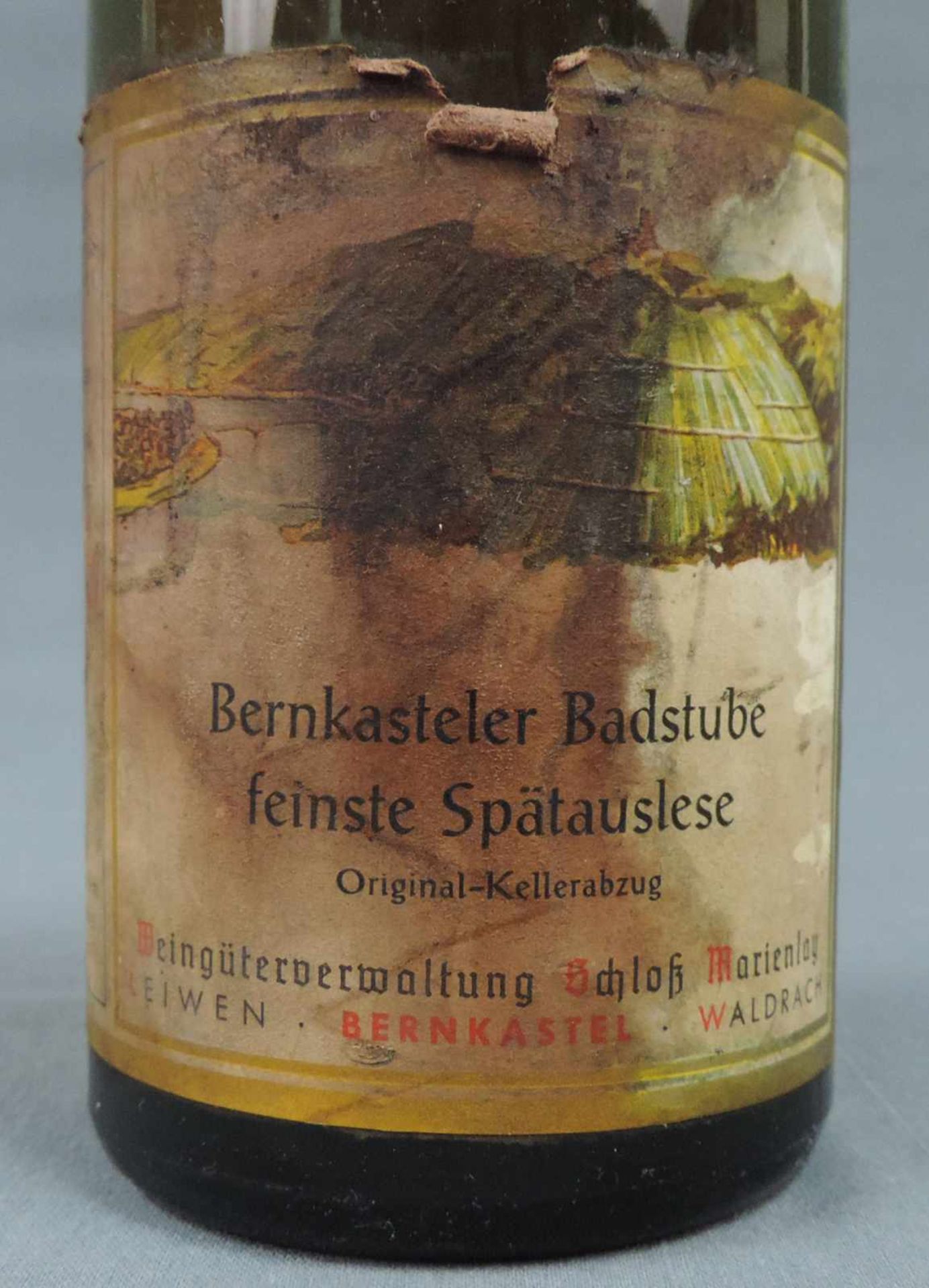 1964 Bernkastler Badstube feinste Spätauslese von Schloß Marienlay. Eine ganze Flasche Weißwein, - Image 3 of 8