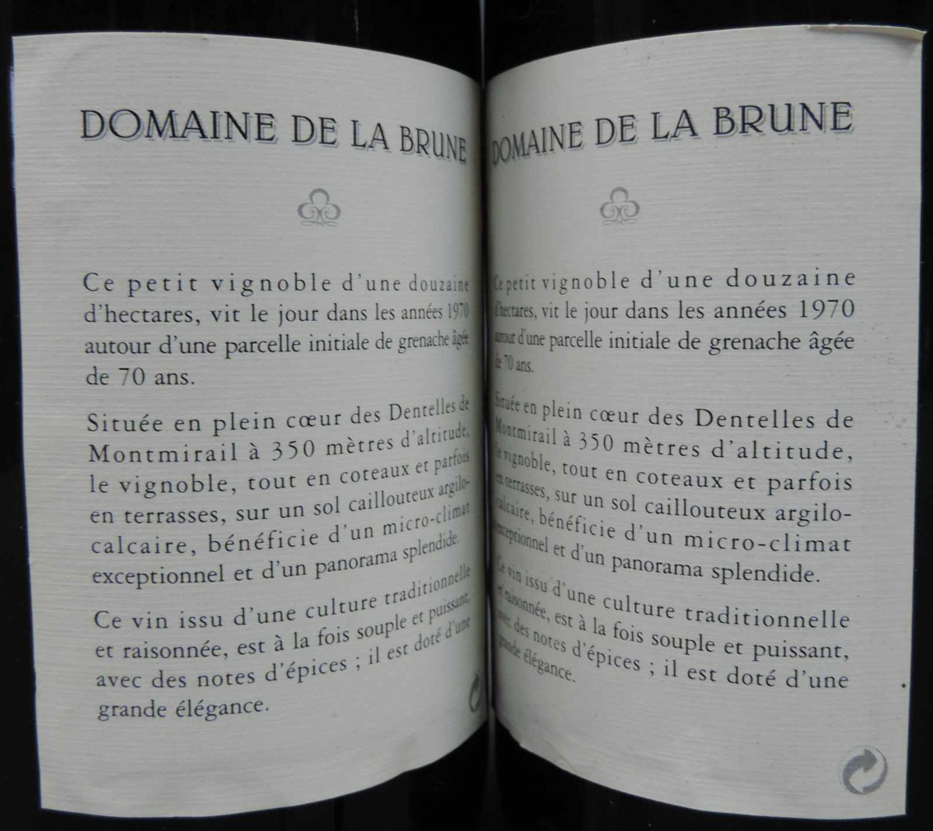 2001 und 2002 (5x) Domaine de la Brune, Beaumes de Venise. Insgesamt 6 ganze Flaschen 750 ml. - Bild 5 aus 10
