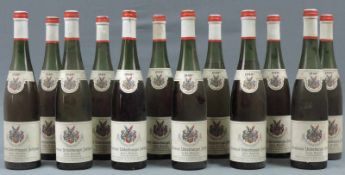 1949 Trabener Unterburger Zollhaus, feine Auslese. 12 ganze Flaschen Weißwein, 0,7 Liter, Mosel -