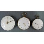 3 Taschenuhren, teils unvollständig. 19. Jahrhundert. Durchmesser bis circa 5 cm. Nicht gangbar. 3