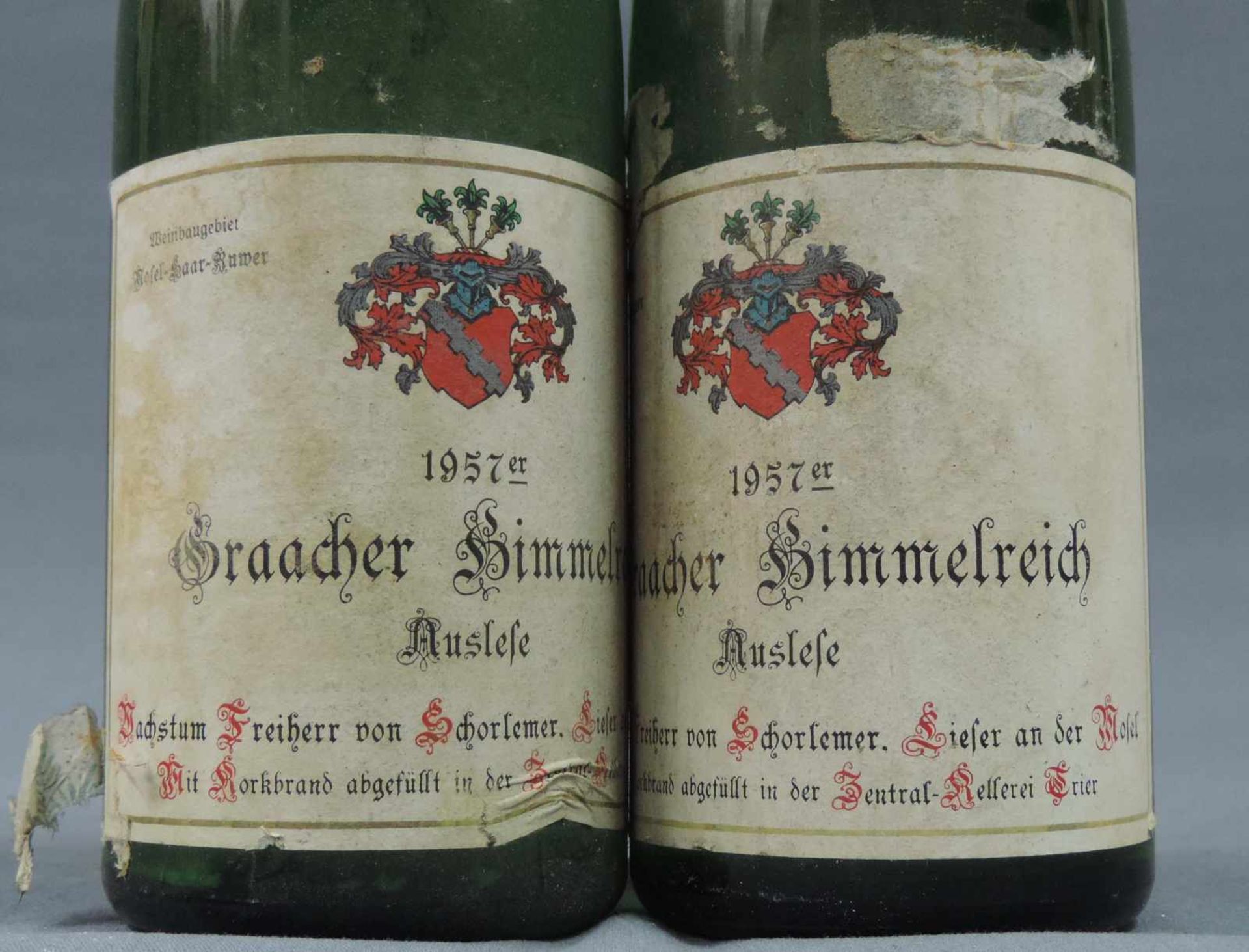 14 ganze Flaschen Mosel - Saar - Ruwer, Weißwein. 1953 Geierslayer Ohligsberg feine Auslese von - Image 7 of 7