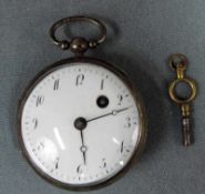 Herrentaschenuhr um 1800. Gehäuse Silber (geprüft). Durchmesser 46 mm. Men's pocket watch around