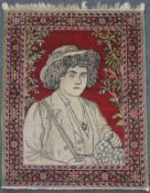 Kirman Lawer Portrait - Bildteppich. Iran, antik, um 1910. Sehr feine Knüpfung. 76 cm x 62 cm.