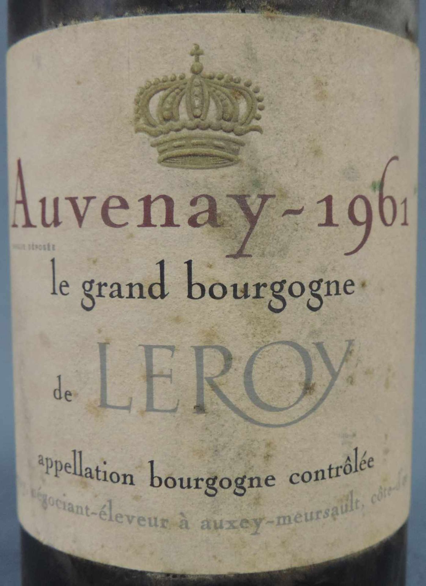 1961 Auvenay, Bourgogne AC, de LEROY. Eine ganze Flasche. Rotwein. Frankreich. Burgund. 1961 - Image 2 of 7