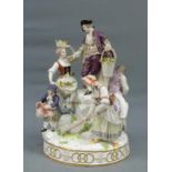 Große Figurengruppe, Meissen, ''Die Gärtner'', Modellnummer D97. Circa 30 cm hoch. Erste Wahl, blaue