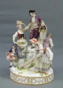 Große Figurengruppe, Meissen, ''Die Gärtner'', Modellnummer D97. Circa 30 cm hoch. Erste Wahl, blaue