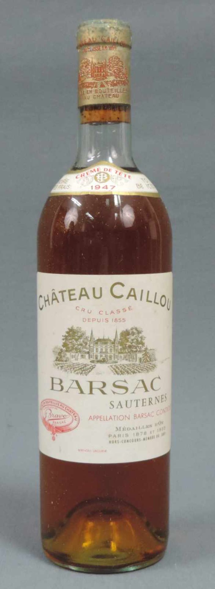 1947 Château Caillou, Creme de Tête. Barsac, AC. Grand Cru Classé. Eine ganze Flasche. Bordeaux,