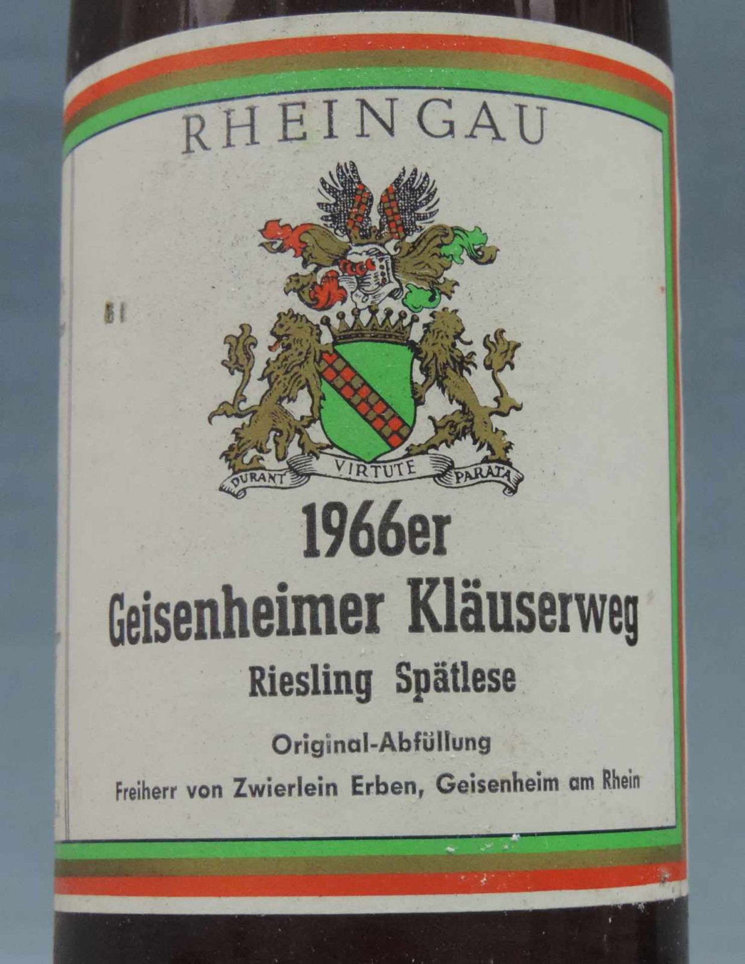 6 Rheingau und 2 Rheinhessen und 2 Württemberg. Ganze Flaschen. 1947 Schloss Vollrads Kabinett - Bild 6 aus 15