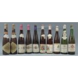 6 Rheingau und 2 Rheinhessen und 2 Württemberg. Ganze Flaschen. 1947 Schloss Vollrads Kabinett