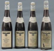 1948 Aßmannshäuser Höllenberg Spätburgunder Spätlese, Staatsweingüter. 4 ganze Flaschen 0,7 Liter