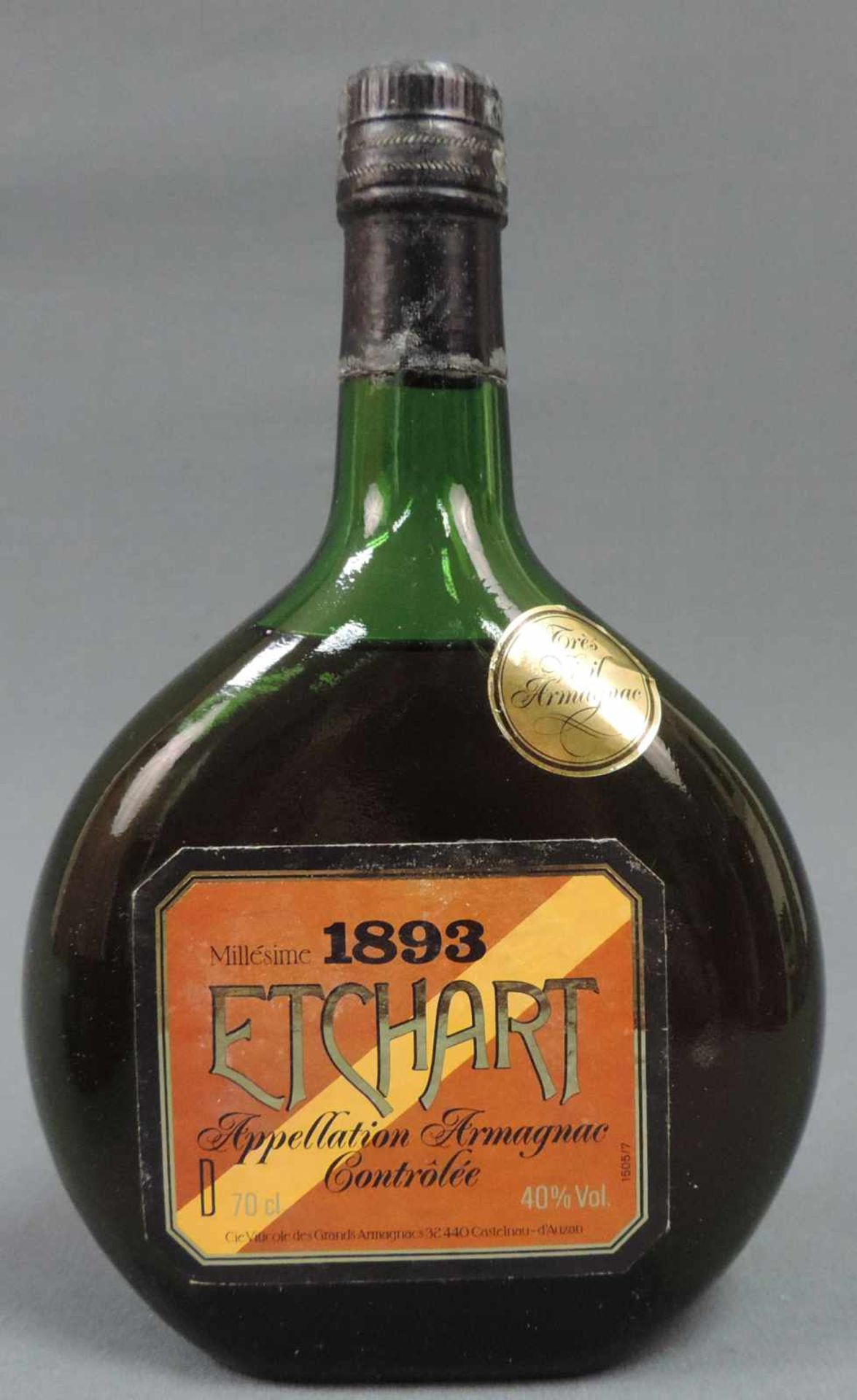 1893 Etchart Trés Vieil Armagnac, AC, 1893, 40%, 70 cl. In original Holzkiste. Mit Zertifikat. - Image 2 of 7