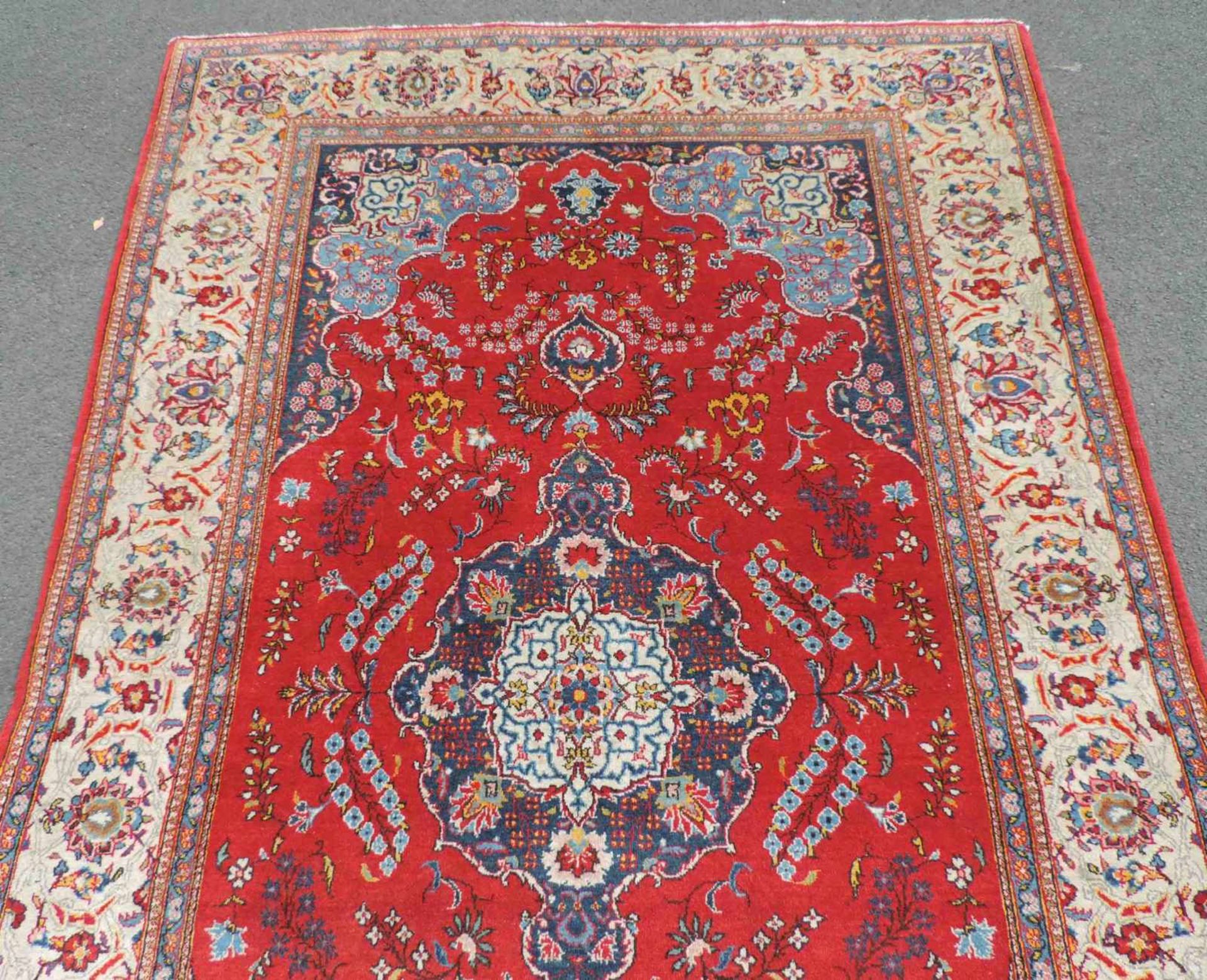 Keschan Manfakturteppich. Fein. Korkwolle. Iran. 222 cm x 142 cm. Handgeknüpft. Korkwolle auf - Bild 3 aus 4