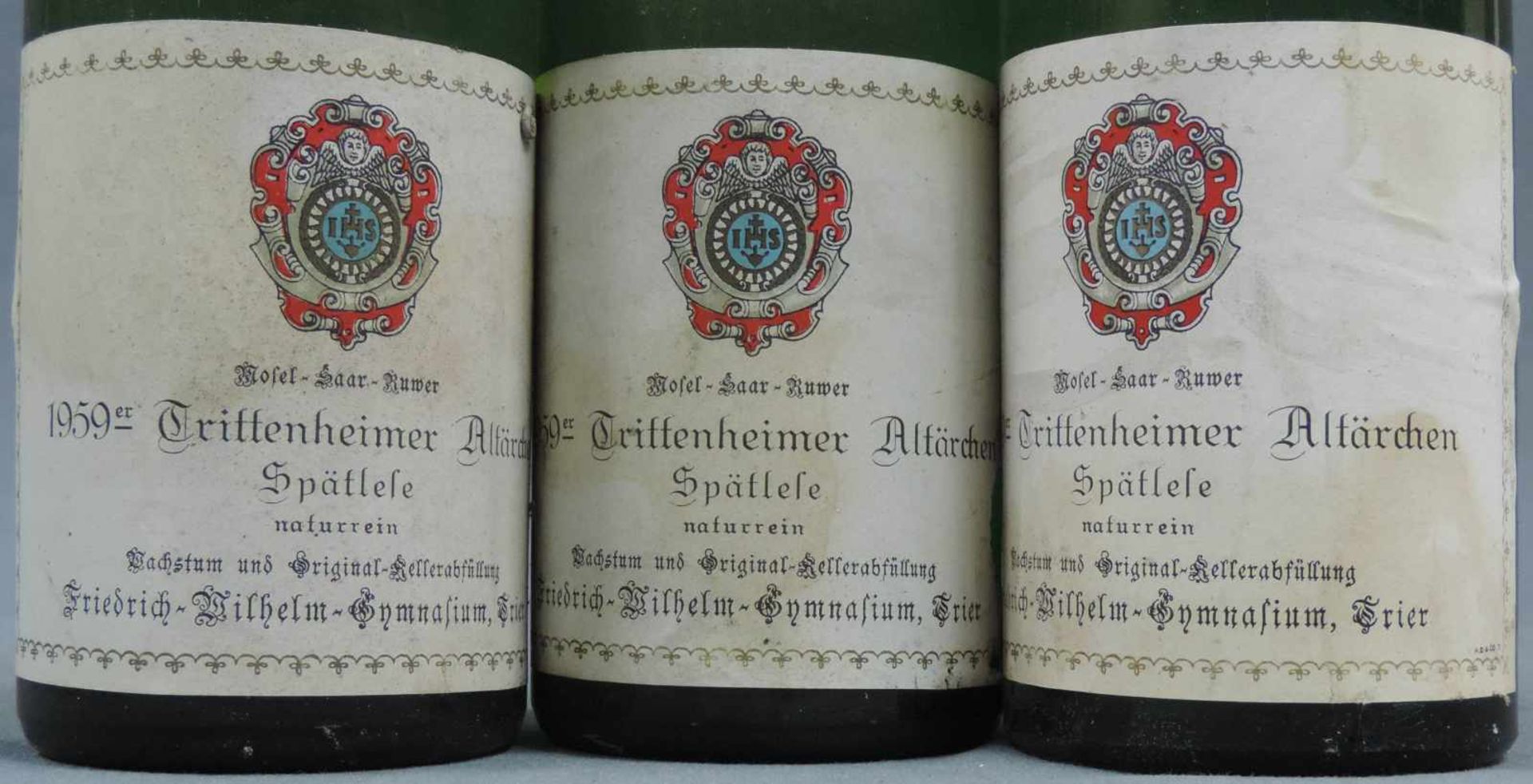 14 ganze Flaschen Mosel - Saar - Ruwer, Weißwein. 1953 Geierslayer Ohligsberg feine Auslese von - Image 6 of 7