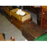 Three wooden carpenter's chests and contents, to include well-maintained polished and greased