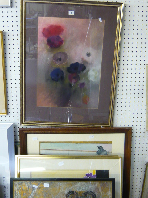 Anemones' by Betty Bowman, signed, pastels (51.5 x 36.5 cms), gilt frame, reverse with labels, and a