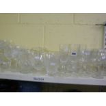 A quantity of drinking glasses to include cut glass hock, glasses, white wine glasses, brandy