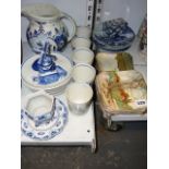 A Royal Doulton sandwich set (1930s) decorated with country cottage scenes and a quantity of blue