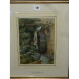An Old Mill in Guernsey' by Irene Kirkpatrick, 1884, watercolour (24 x 17 cms), gilt frame (1)