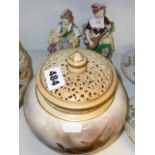 An Edwardian Royal Worcester pot-pourri jar painted with pheasant by James Stinton, with pierced