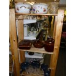 A pair of Royal Worcester fire proof casserole dishes and covers, a quantity of Denby brown glazed