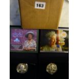 Four crowns, in boxes with certificates of authenticity:  The Queen Mother Centenary Year silver