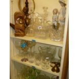 A good quantity of glassware to include four decanters and stoppers, an ice bucket, wine glasses,