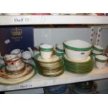 A Victorian green stripe glazed Victorian part tea service (2042) plus another smaller and various