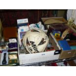 Two cartons and other including a quantity of wristwatches, penknives, cigarette lighters,