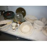 A collection of Leeds ware -classical cream dinner items including tureens, a gravy boat, bowls,