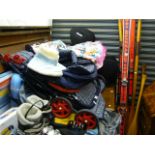 A quantity of new mother items including a double buggy, Recaro car seat, two travel cots